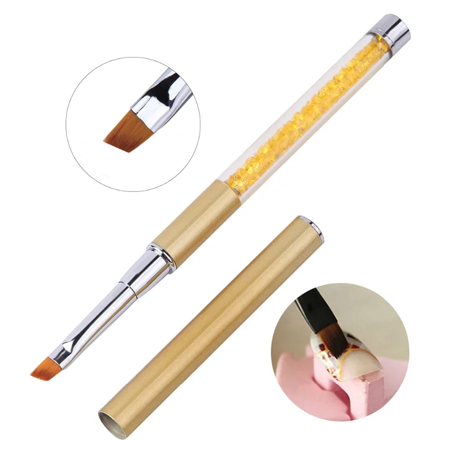Nail Art Tools Nail Art Brush Pen Rhinestone Diamond Metal Acrylic Handle Carving Powder Gel Liquid Salon Liner with Cap