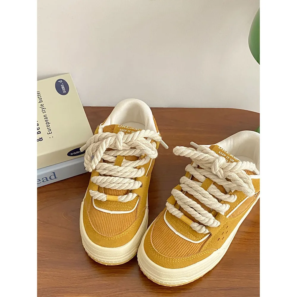 Thick Soled Leather Top Quality Women Shoes 2024 Instagram Trendy Fashion Soft Soled Women Casual Shoes Sports Shoes 24-152