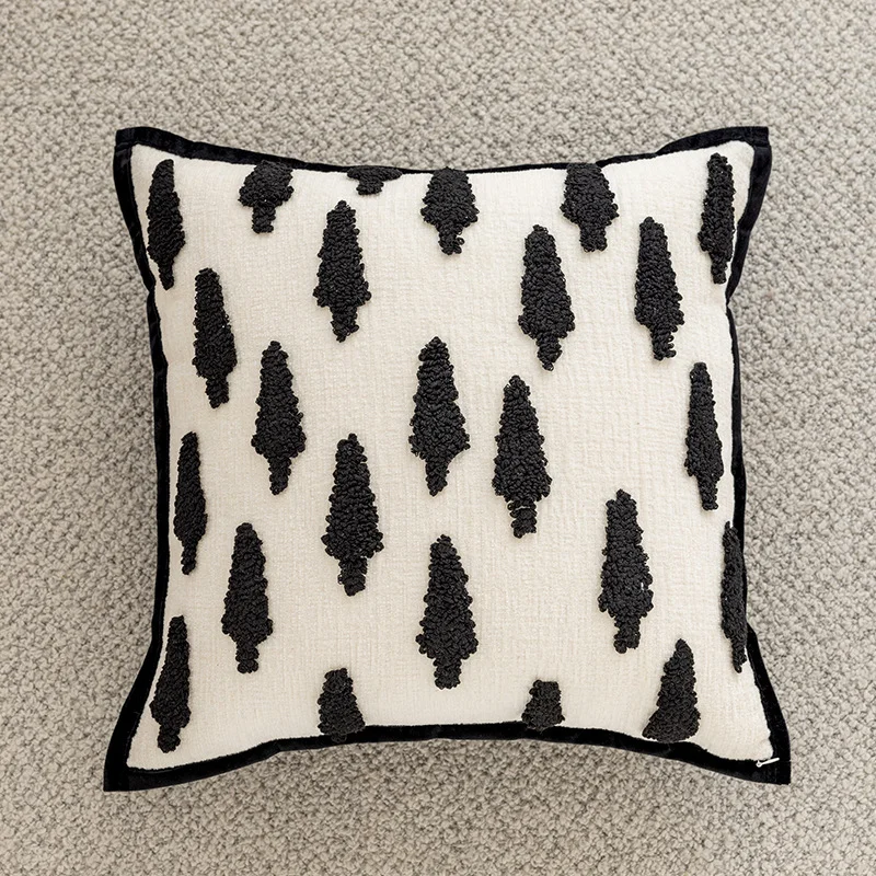 Black Elongated-Diamond polyester cotton pillow cover