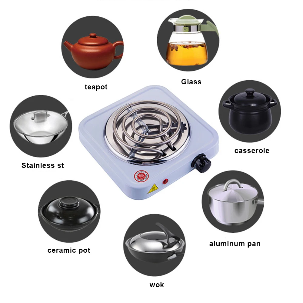 220V 1000W Single-head Electric Stove Kitchen Heating Furnace Burner Household Hot Plate Cooker Coffee Heater 5-Speed Thermostat 3