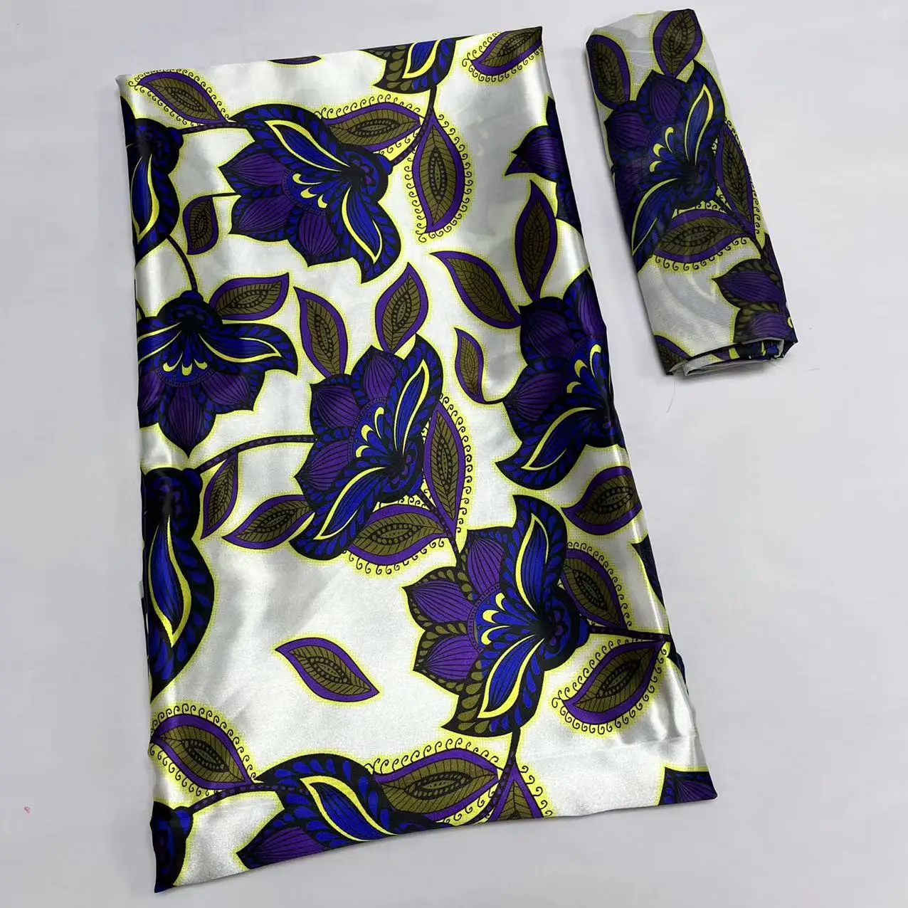 

Latest Satin Organza Fabric Soft Silk Fabric African Material Ankara Prints High Quality For Women DIY Dress 4+2 Yards b32-27