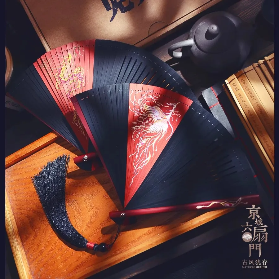 Chinese Style Bamboo Fan Handheld Folding Carved Hollow Pattern Palace Fan for Women Hanfu Qipao