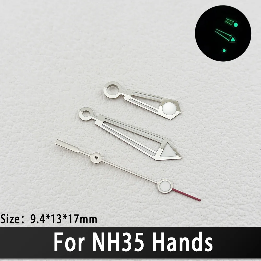 Hollowed Out Silver, Gold, Blue Hour Hands with C3 Green Luminous 9.4*13*17mm