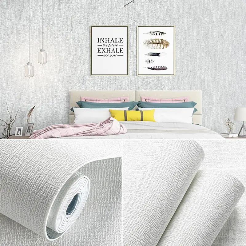 50cmX2.8/5/10m Linen Solid Color 3D Thickened Waterproof Foam Self-adhesive Background Wall Renovation Wallpaper Wall Stickers 4