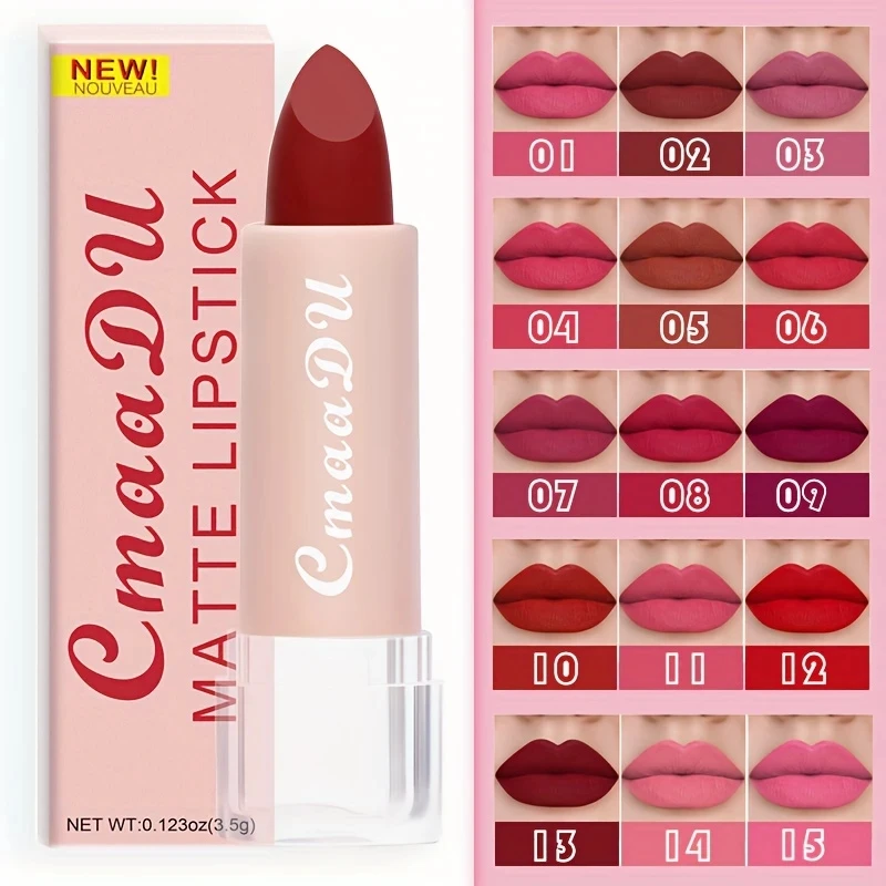 Velvet Matte Lipstick Long-Lasting Non-Stick Cup Waterproof Moisturizing Lip Gloss Fashion Classic Shades Daily & Date 1 Pcs