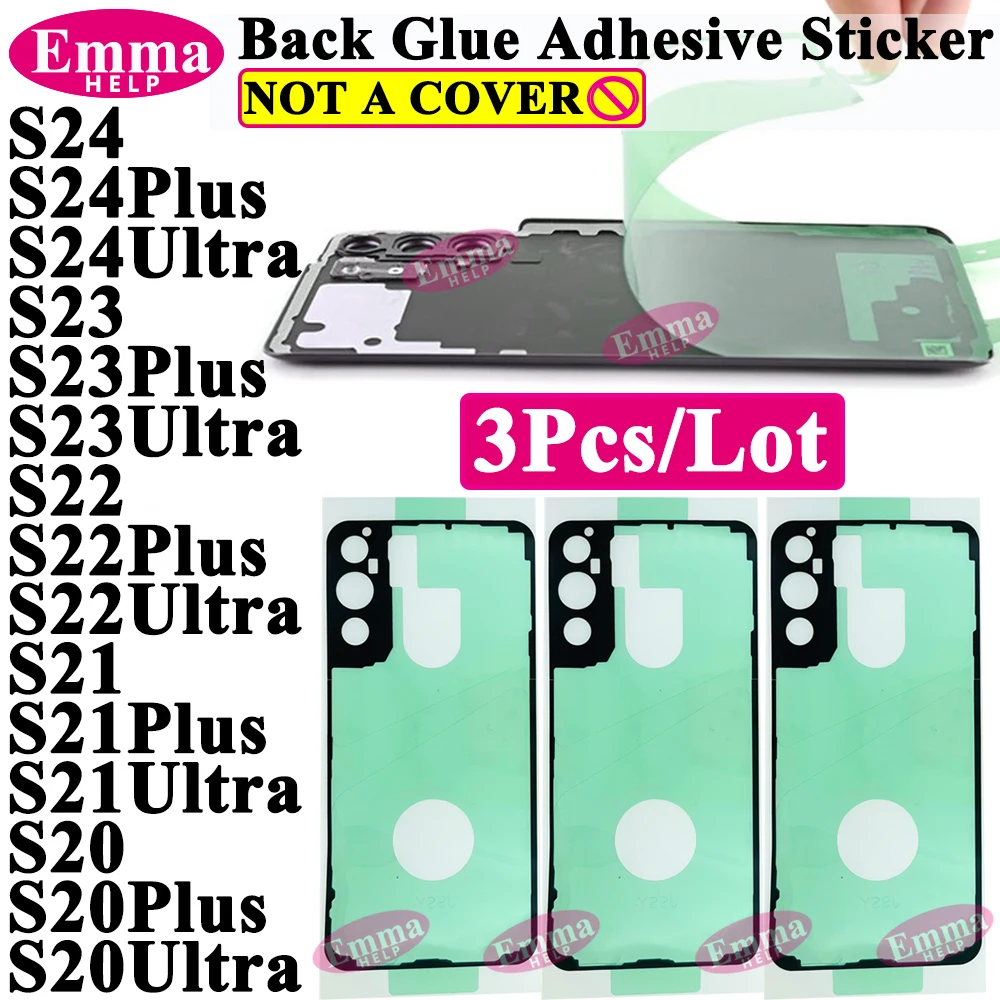 Back Battery Cover Sticker 3Pcs For Samsung S23 Ultra S22 S23 S24 Plus S20 Rear Cover Adhesive Glue Tape Waterproof Seal Tape