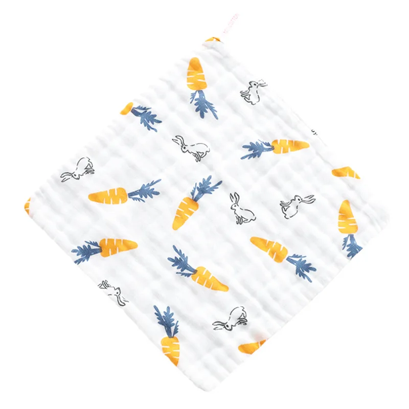 5 packs of six-layer cotton printing square towels, cotton high-density gauze towel towel baby handkerchief saliva towel
