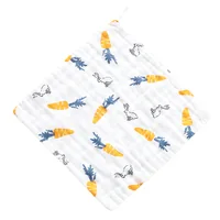 5 packs of six-layer cotton printing square towels, cotton high-density gauze towel towel baby handkerchief saliva towel