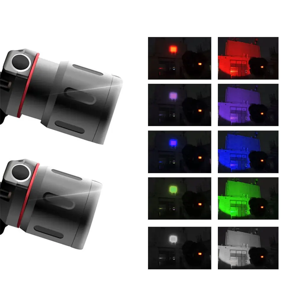 LED Headlamp 3-Mode Zoomable Headlight 18650 Head Torch Fishing Light Camping Red Hunting Flashlight Blue 395nm UV Green White head flashlight cob headlamp