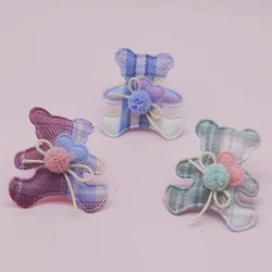 10Pcs/Lot Padded Cloth Cartoon Plaid Bear Appliques For DIY Hat Clothes Girl Shoes Bag Children Headwear Decor Patch Accessories