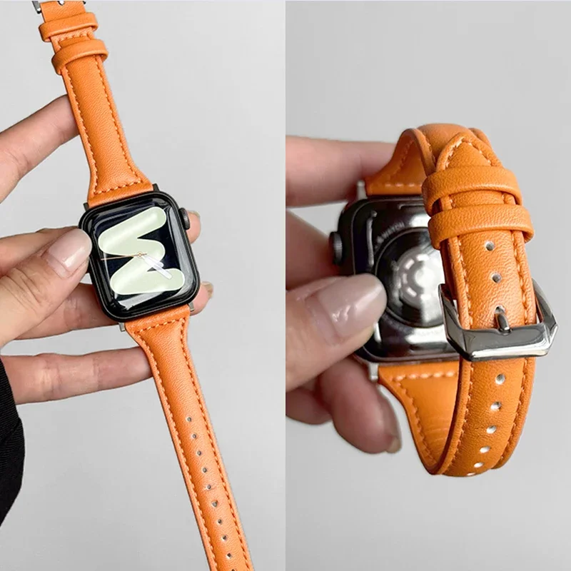 Elegant Slim Leather Apple Watch Strap Bracelet