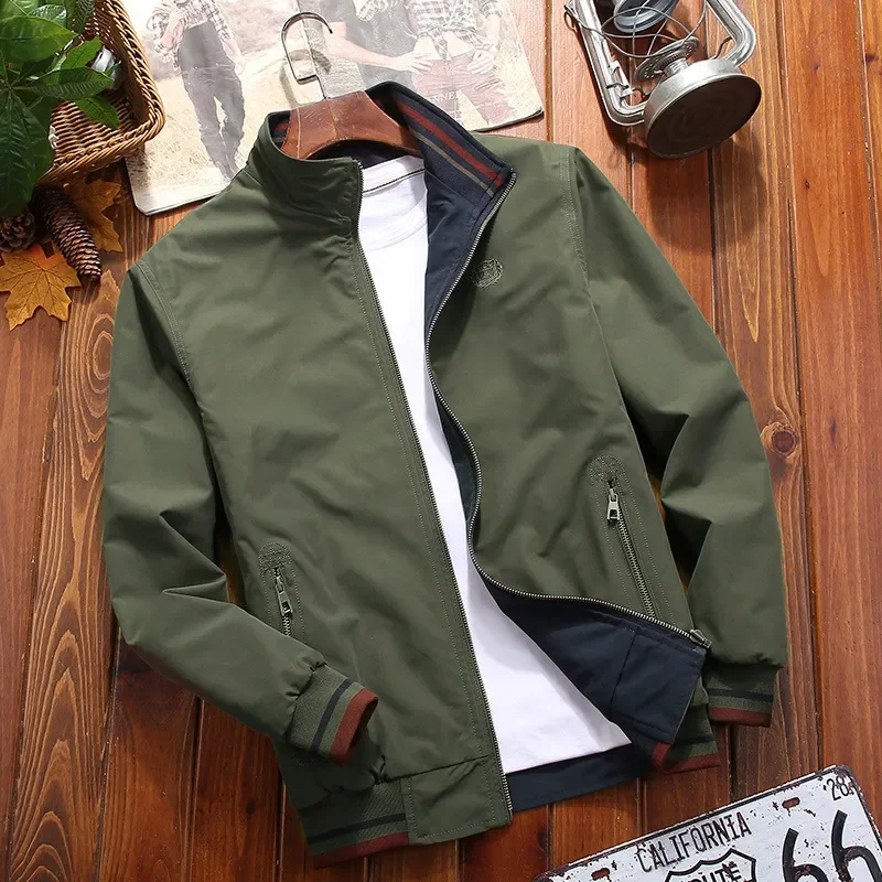 

Autumn Men's Bomber Jacket Casual Male Outwear Business Windbreaker Mens Jackets Coats Clothing Streetwear Double-sided Dressing