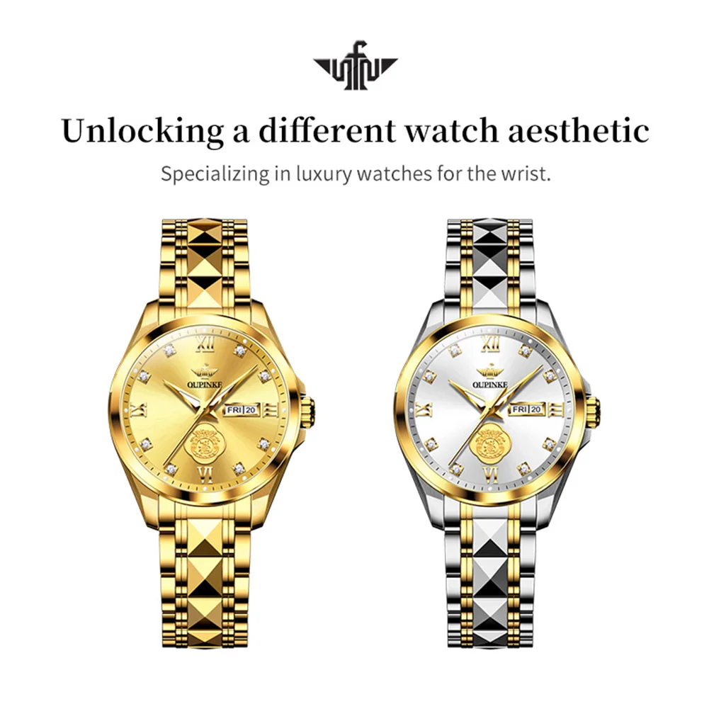 OUPINKE 3305 Real Diamond Automatic Watch Woman Tungsten Steel Strap Waterproof Luxury Brand Mechanical Wrist Watches For Women