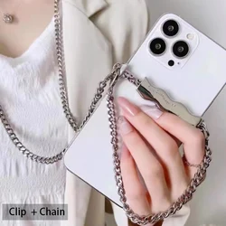 Universal Crossbody Phone Chain with Detachable Lanyard and Stand Functionality - Metal (Clip with Chain 1)