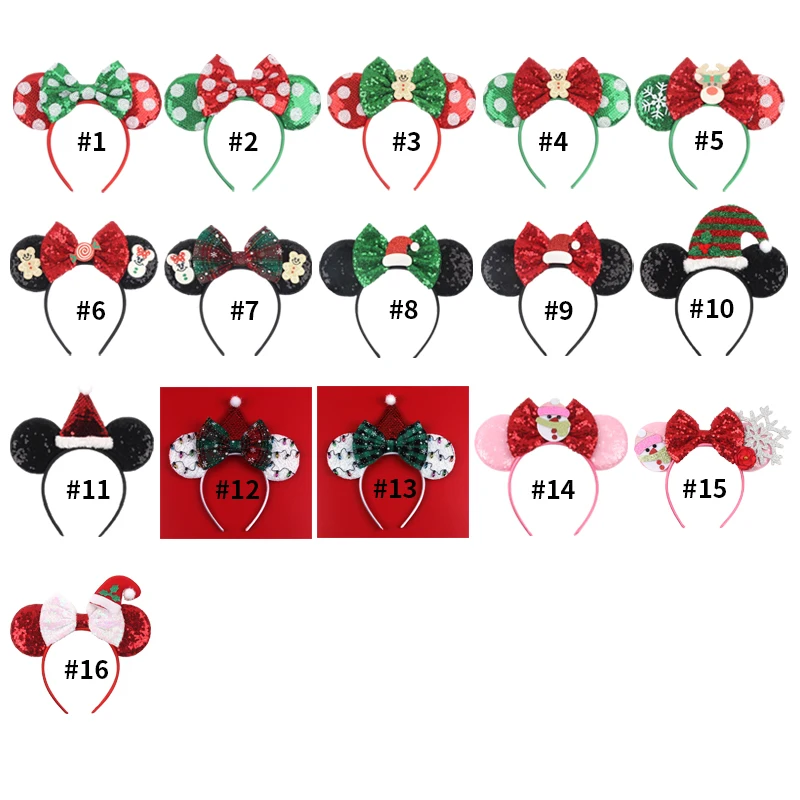 Frohe Weihnachten Pailletten/Samt Schleife Mausohren Haarband für Mädchen Weihnachtstag Stirnband Frauen Mädchen Festival Kinder Cosplay Zubehör – Detail 3