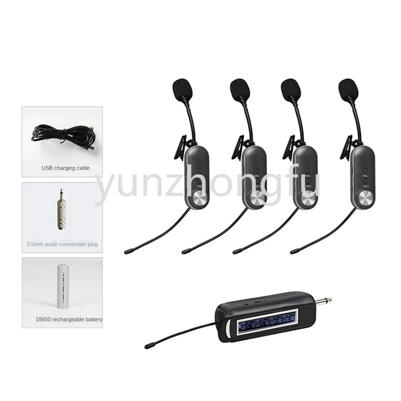 Sistema de microfono Lavalier inalambrico, 4 canales, para Iphone, camara DSLR, Youtube, Podcast, Vlog A