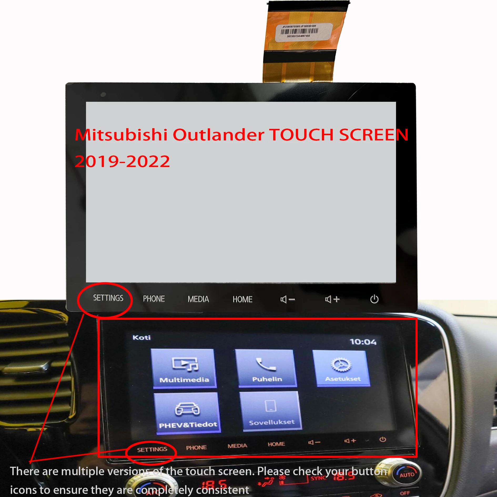 Lcd Touch Screen Digitalizador para Mitsubishi Outlander Nr201 Vidro 8740a046 8740a130 8740a100 8740a098 8740a104
