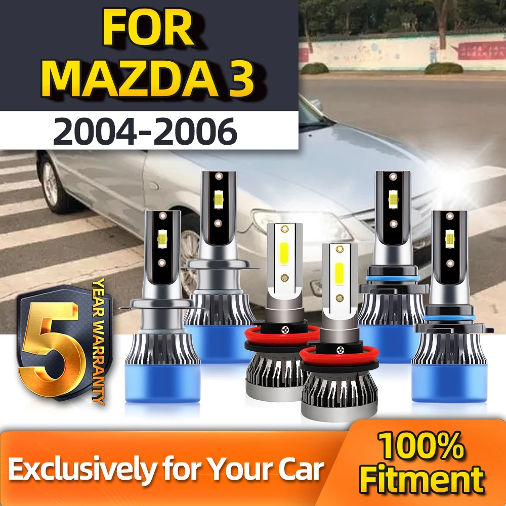 

TEENRAM Car Light Lamps For Mazda 3 6pcs Led 9005 H7 H11 Shine White High Low Beam Fog Light Bright Kit Year 2004-2006