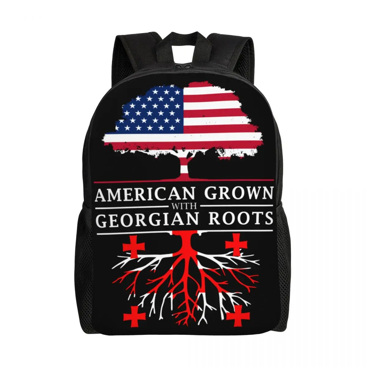 

American Grown With Georgian Roots Backpack for School College Student Bookbag Fits 15 Inch Laptop Georgia Country Bags