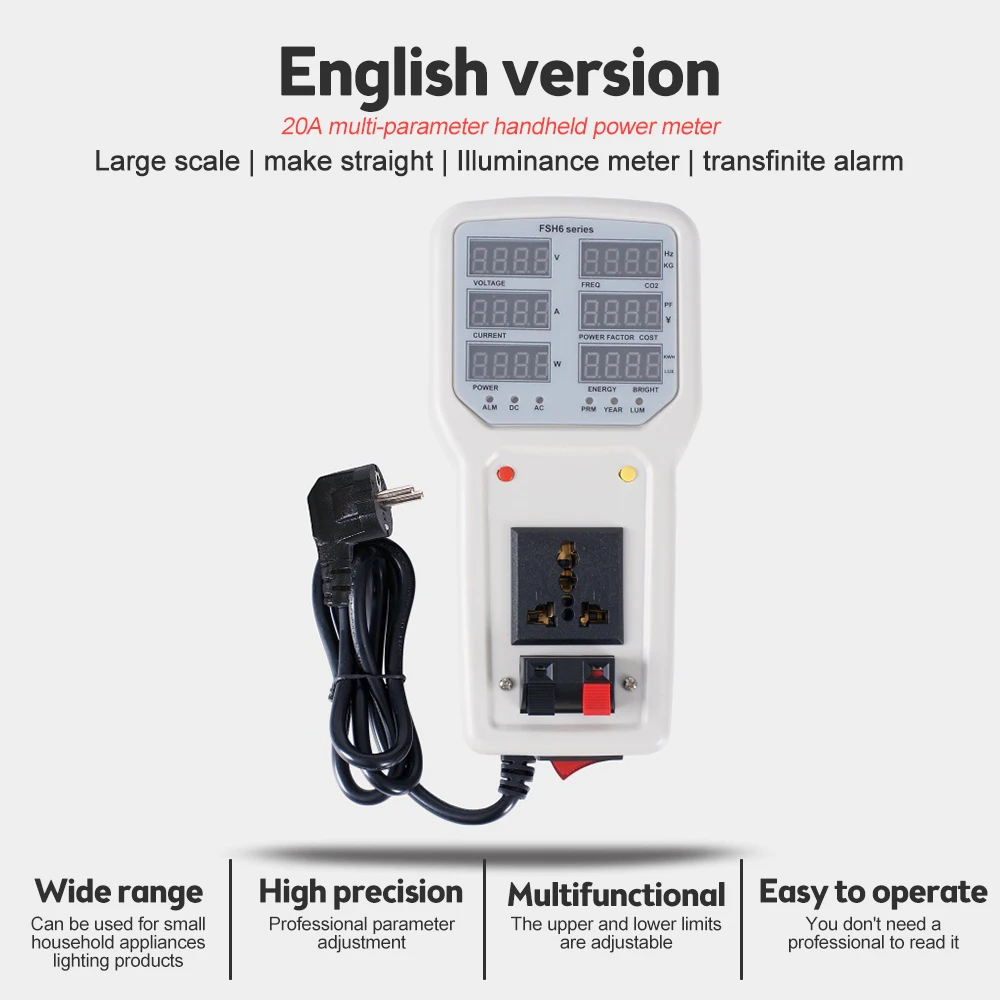 HOPI HP-9800 Handheld Power Meter Power Analyzer LED Tester Meter Socket Measurable Current voltage Power Factor Monitors