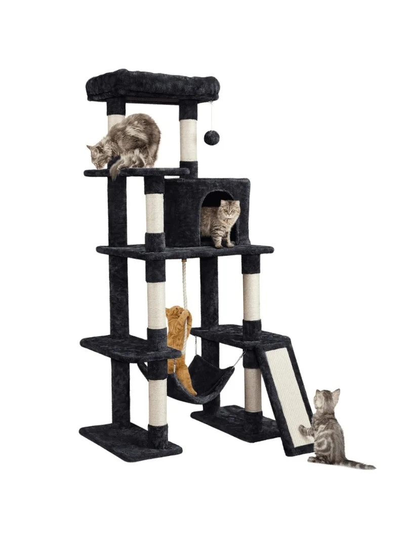 

Easyfashion Многоуровневая 63 дюймовая башня Cat Tree Tower для кухни, Черная