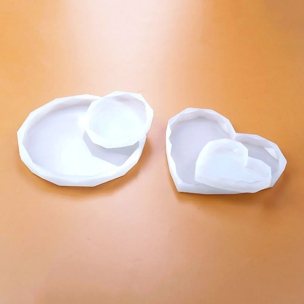 재미있는 DIY 코스터 실리콘 몰드, 하트 모양 마름모 컵 매트, 크리스탈 에폭시 송진 몰드, 트레이 장식 장식 만들기