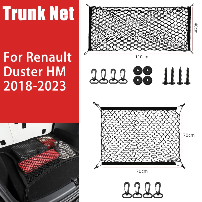 

Car Trunk Net for Renault Duster HM 2018-2023 2019 Rear Bag Cargo Mesh Storage Organize Elastic Pocket Hook Mesh Car Accessories