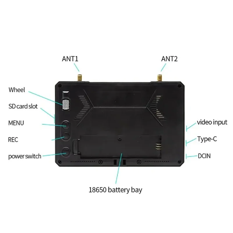 A29F-M5F 5 인치 FPV 모니터 800X480 FPV Drone Quadcopter RC 모델 용 60FPS DVR이 장착 된 Steadyview 다양성 수신기 내장