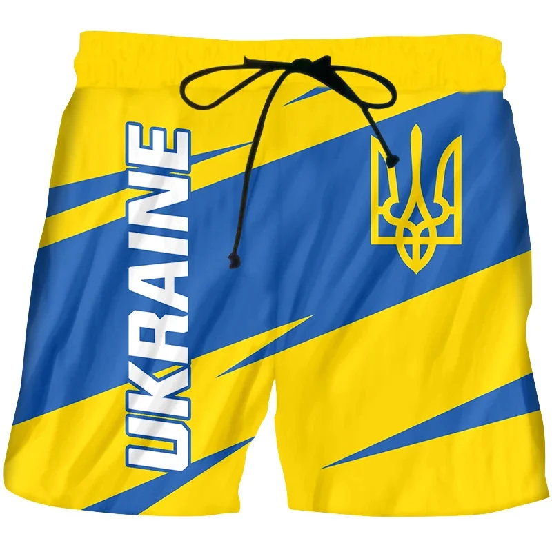 3D Ukrain Eagle Emblem Graphic Beach Shorts Men Ukrainian Flag Short Pant Swimsuit Summer Hawaii Swim Trunks Cool Kid Ice Shorts 2