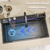 Stainless Steel Waterfall Kitchen Sink Embossed Extra Large Single Slot With Knife Holder Cup Wash Multifunctional Washbasin 2