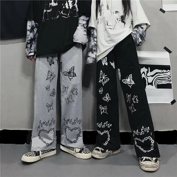 denim capris 2021 Summer pants Women's trousers gothic streetwear oversize leg casual hip-hop harajuku femme pantalon vintage aesthetic dark joggers