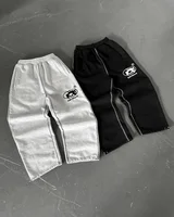 Pantalon de jogging Y2k pour hommes, Streetwear brodé rose, Long, vêtements Cargo, pantalon de Police décontracté, américain Harajuku 2