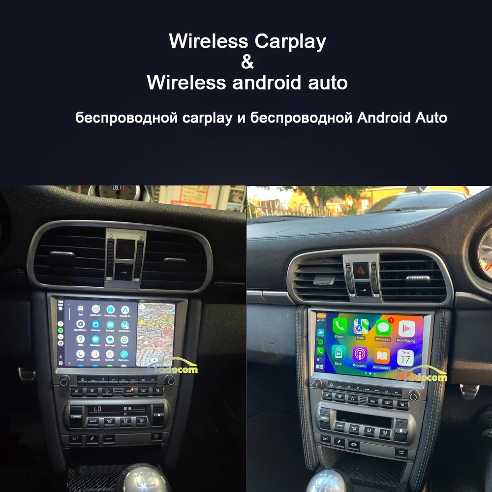 720P CarPlay 8인치 2딘 그레이 안드로이드 14.0 카플레이어 8코어 8GB 멀티미디어 GPS 오토라디오 포르쉐 911 997 987 카이맨 박스터용