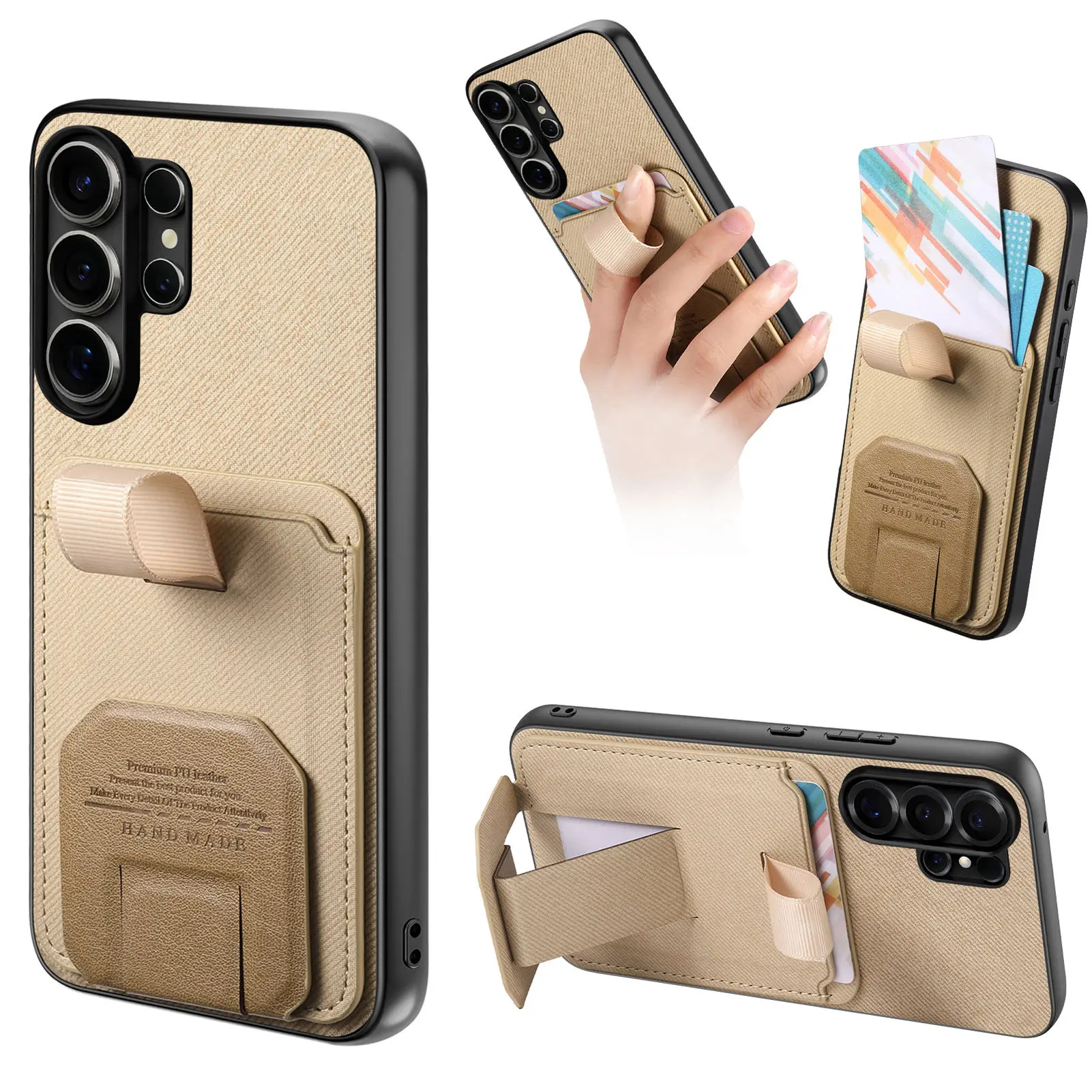 Luxury Wristband Holder Card Slot Phone Case with Stand and Anti-Drop Features