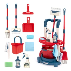 Ultimate Kids Cleaning Play Set - 12 - Piece Housework Toy Kit (B Red with box)