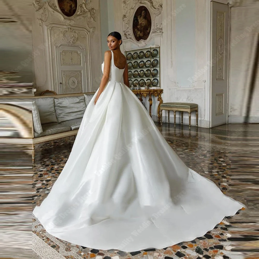 Elegant A-Line Women Wedding Dresses Party Bead String Bridal Gowns Mopping Length Princess Ball Vestidos De Novias Customized 2