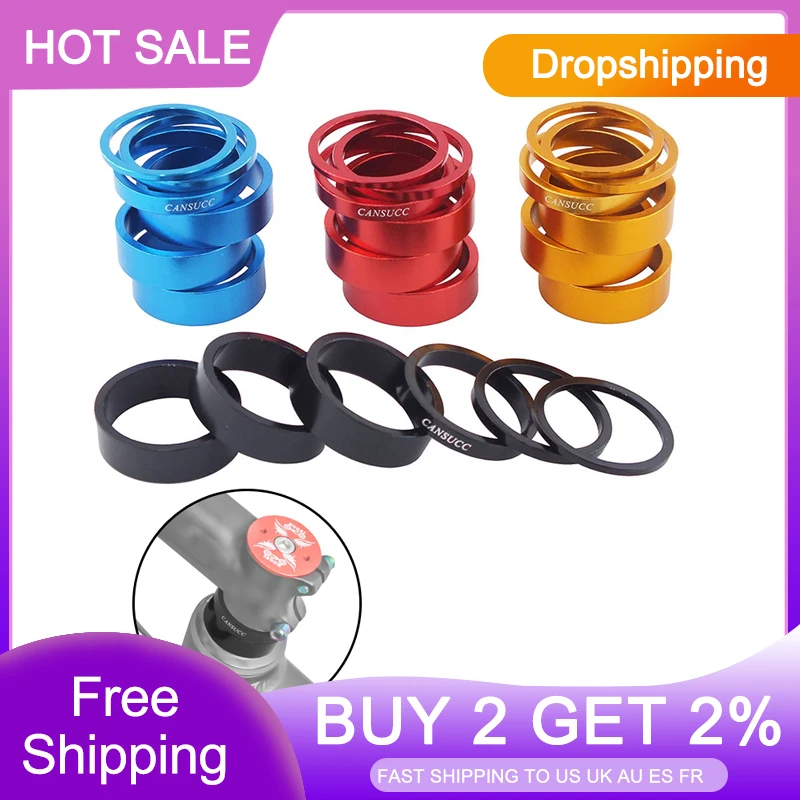 thumbnail image 2 of Bike Headset Spacer Kit - 7pc Aluminum Alloy Stem Spacers For 1-1/8" Stems 2 of 12