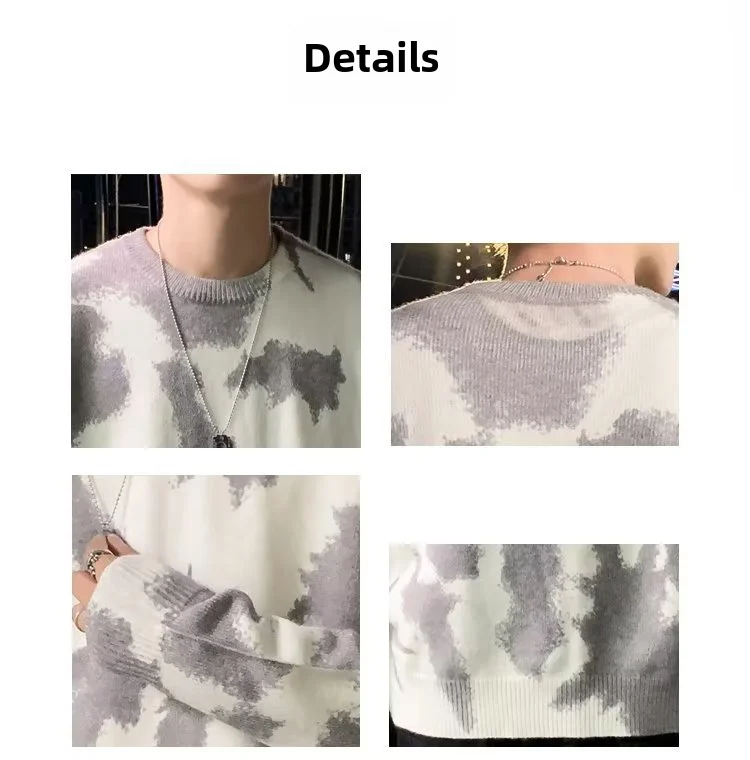 Description Picture 5 of itemMen's Trendy Knit Pullover Sweater Autumn Winter Korean Style Casual Vintage Base Layer Top Clothes Unique Color Block