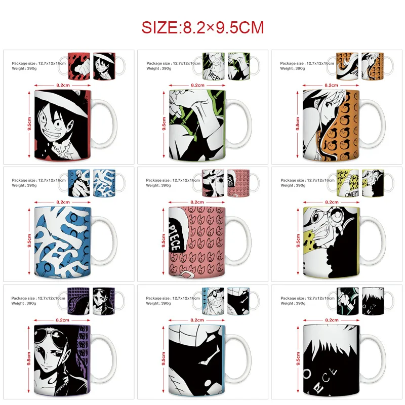 

Cartoon Mug One Piece Luffy Zoro Nami Usopp Chopper Robin Creative Fashion Peripheral Ceramic Couple Coffee Cup Birthday Gift