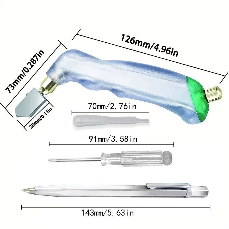 Profissional Diamond Glass Cutter Set, Divisor De Telha De Alta Resistência, Ferramenta De Corte De Telha Manual