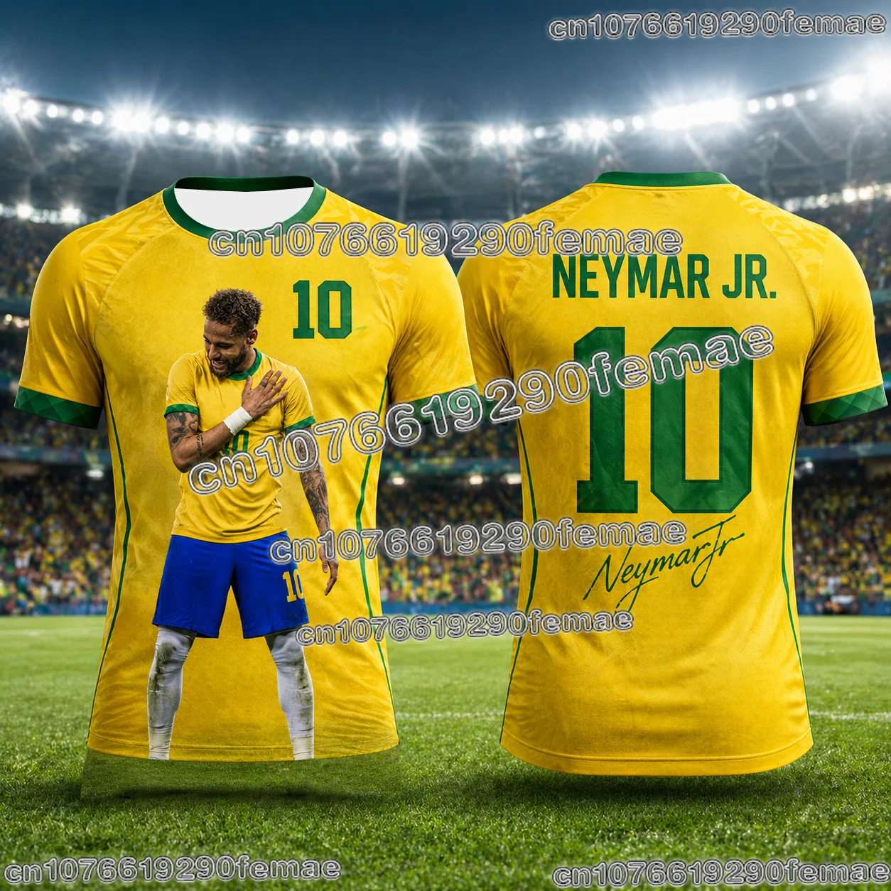 neymar commemorative 3d printed football jersey breathable summer fan shirt for outdoor exercise soccer and daily activities Neymar Commemorative 3D Printed Football Jersey Breathable Summer Fan Shirt For Outdoor Exercise Soccer And Daily Activities 3