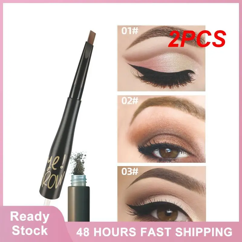 

2PCS Double-headed Automatic Rotating Eyebrow Powder Eyebrow Pencil Waterproof And Sweat-proof Long-lasting Non-smudge Eyebrow