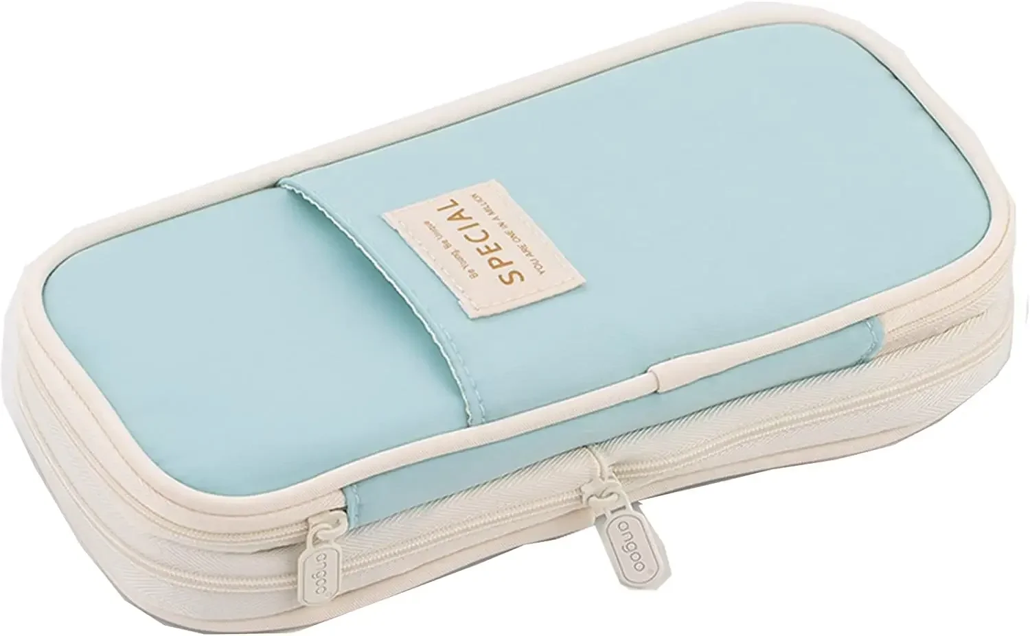Adorable Double Layer Macaron Canvas Pencil Case for Girls - Large Capacity Kawaii Stationery Pouch