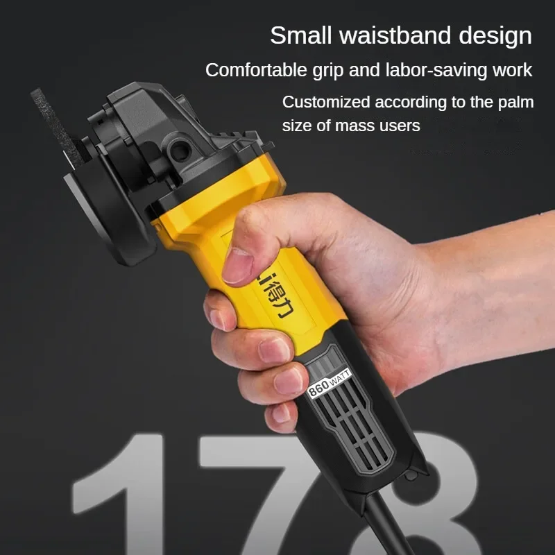 Deli 220V Mini Angle Grinder 860W high-power grinding tool 100mm cutting diamond electric tool polishing and grinding machine 4