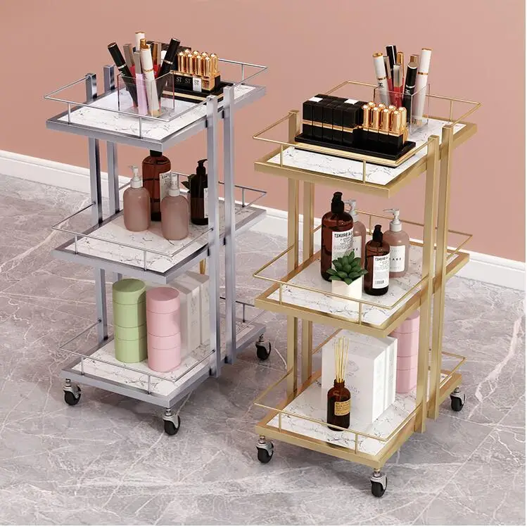 

Beauty salon light luxury trolley net red cosmetics nail storage removable shelving iron art special tool car