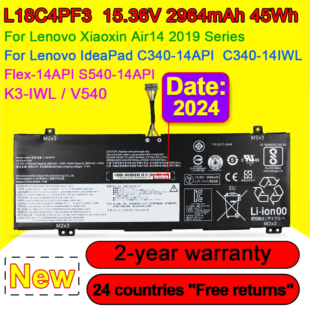 Аккумулятор DODOMORN L18C4PF3 для ноутбука Lenovo V540,K3-IWL,Xiaoxin Air14 2019,IdeaPad Flex/C340/S540-14API,L18M4PF4 5B10T09080 45Wh