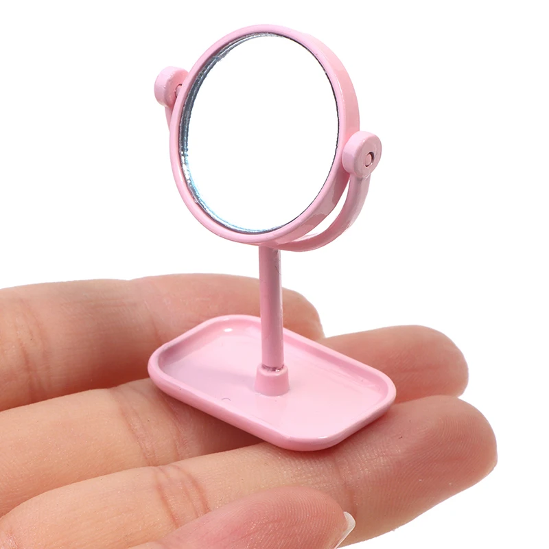 1/12 Dollhouse Mini Dressing Mirror Golden Frame Makup Mirror Model Simulation Fitting Room Furniture Supplies Ornaments 3