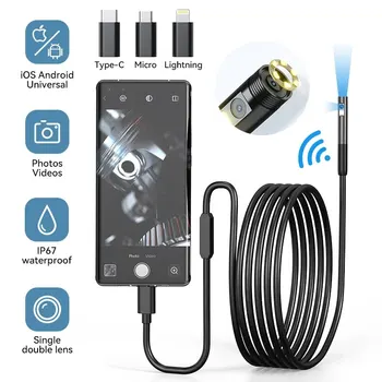 Single/Dual Lens Wifi Endoscope Camera Android Mini Car Inspection Camera for Iphone IOS Waterproof Pipeline Borescope Type C 1