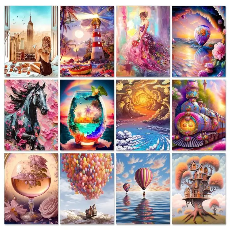 Description Picture 2 of itemSDOYUNO Diy Painting By Numbers Kit Beach Landscape On Canvas Drawing By Numbers Modern Handpainted Home Decoration For Adults