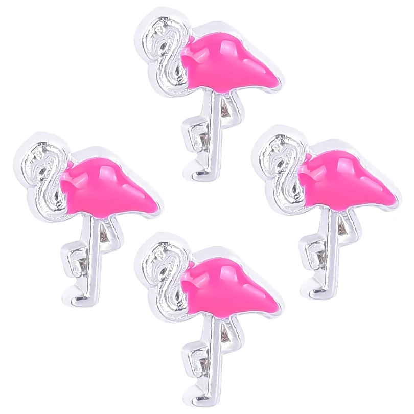 20 шт. эмалевые розовые Фламинго с животными Плавающие Подвески для воспоминания